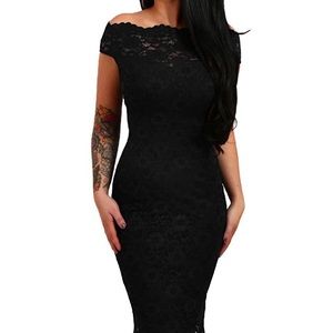 NEW Lace Evening Gown Fishtail Maxi Dress